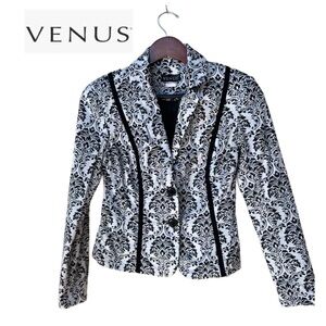 Venus Black and White Paisley Long Sleeve Jacket Size 8